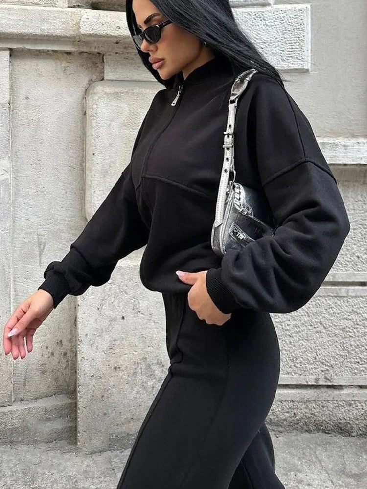 Zip-Up Sweatshirt Co-ord with Straight-Leg Joggers