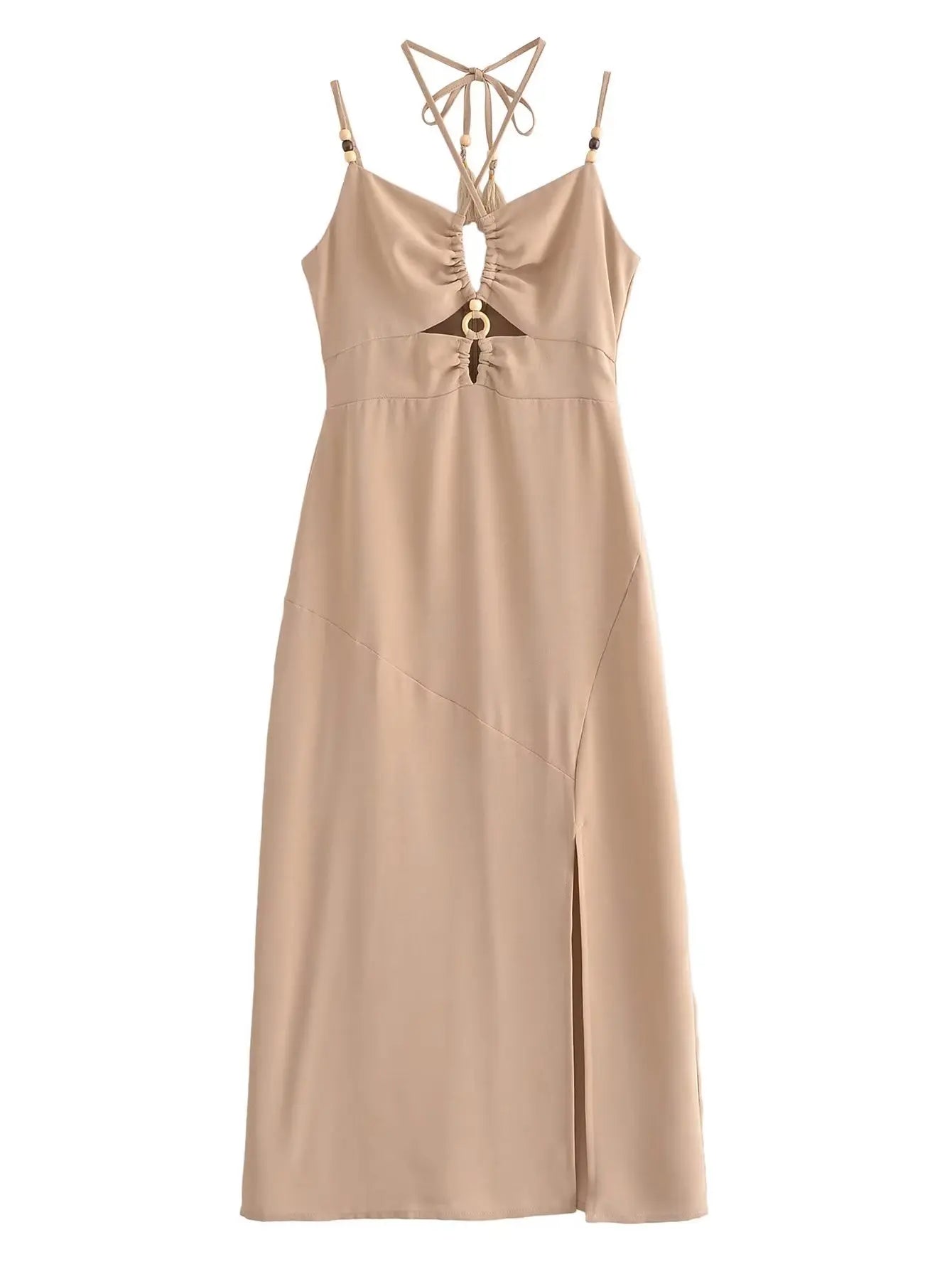 Strappy Maxi Dress with Front Cut-Out