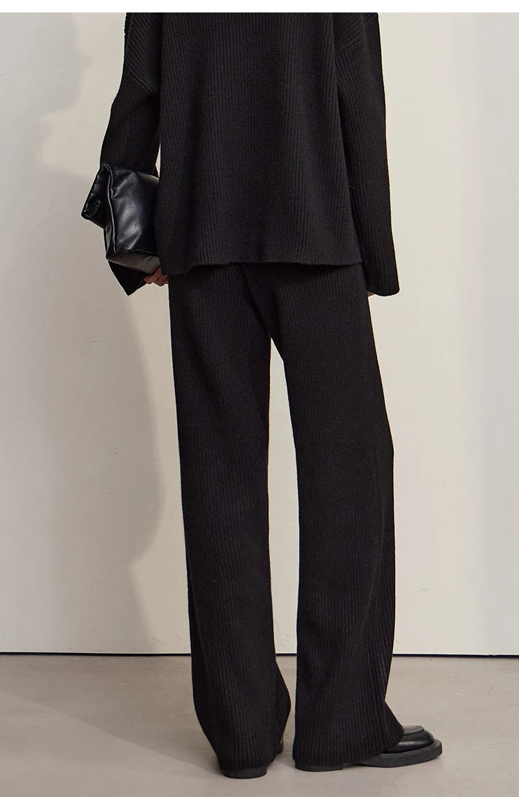 Winter Knit Co-ord Set with Turtleneck Sweater & Wide-Leg Pants