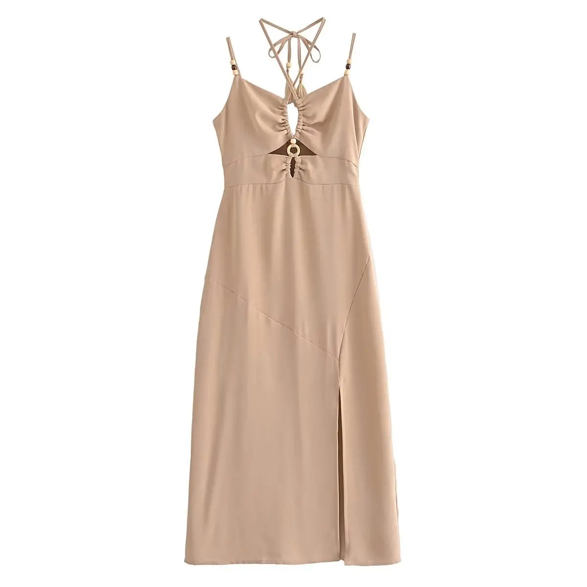 Strappy Maxi Dress with Front Cut-Out