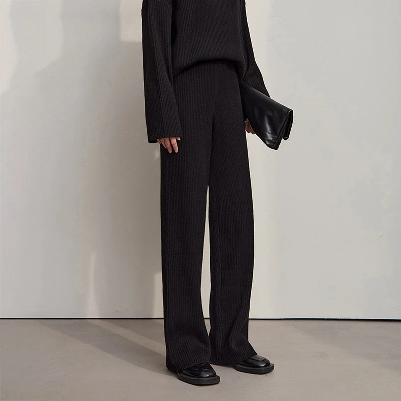 Winter Knit Co-ord Set with Turtleneck Sweater & Wide-Leg Pants