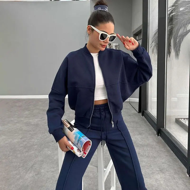 Zip-Up Sweatshirt Co-ord with Straight-Leg Joggers