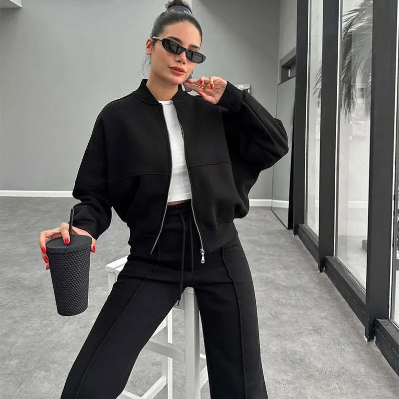 Zip-Up Sweatshirt Co-ord with Straight-Leg Joggers