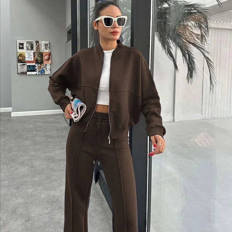 Zip-Up Sweatshirt Co-ord with Straight-Leg Joggers