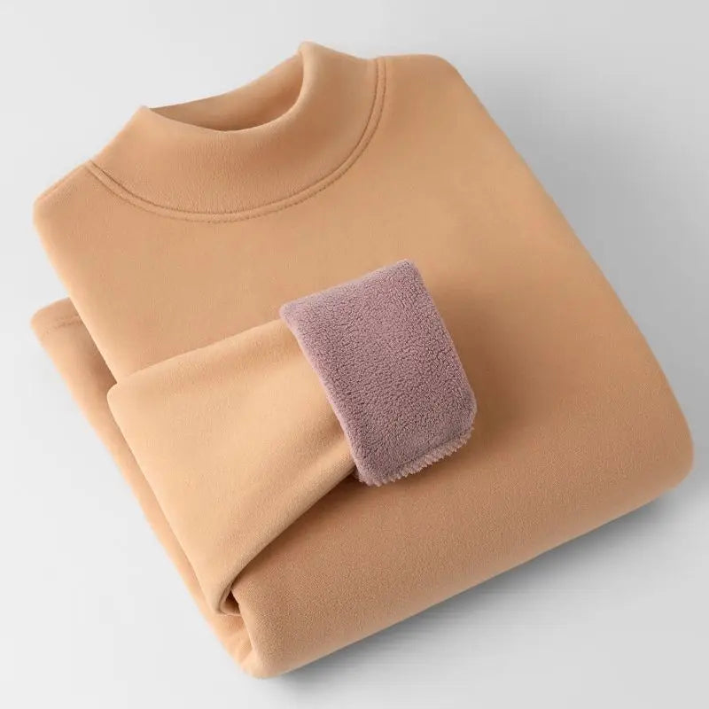 Thermal Wear for Women Long Sleeve Tops Thickened Plus Fleece Warmth Thermal Bottoming Tees Constant Heating Turtleneck Sweater