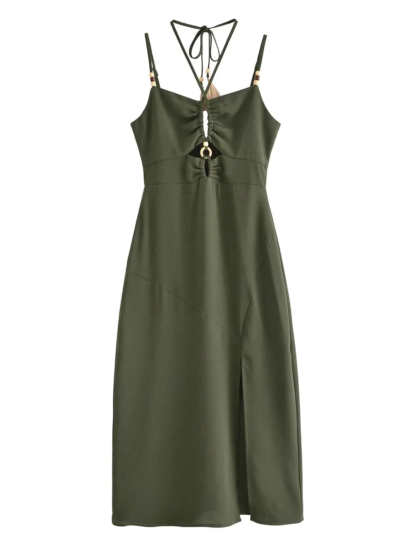 Strappy Maxi Dress with Front Cut-Out