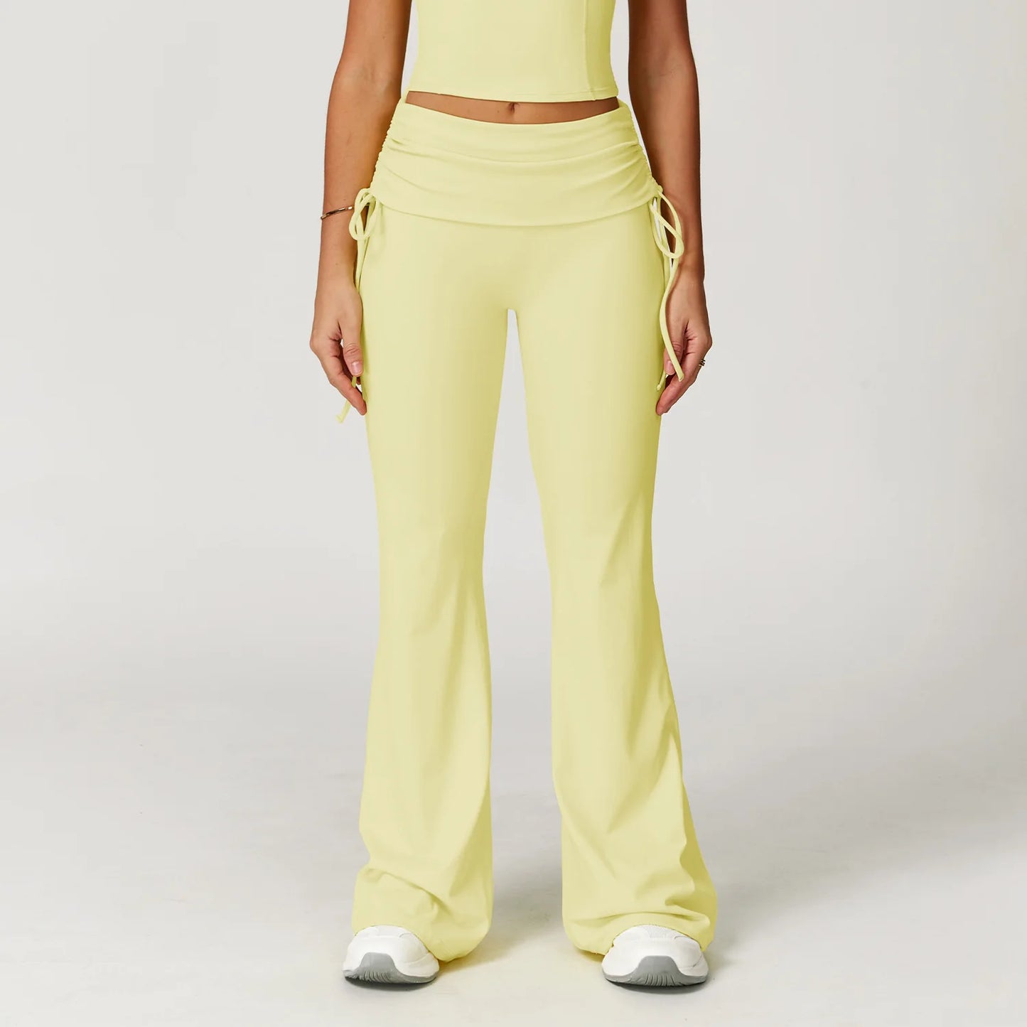 Bell-bottoms cintura alta treino yoga leggings fitness levantamento de bunda scrunch esportes ginásio queimado calças femininas calças de perna larga