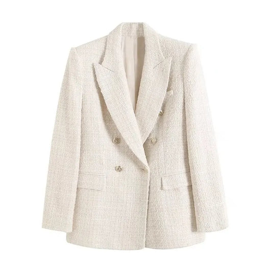 Contrast Trim Tweed Blazer