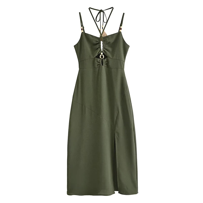 Strappy Maxi Dress with Front Cut-Out