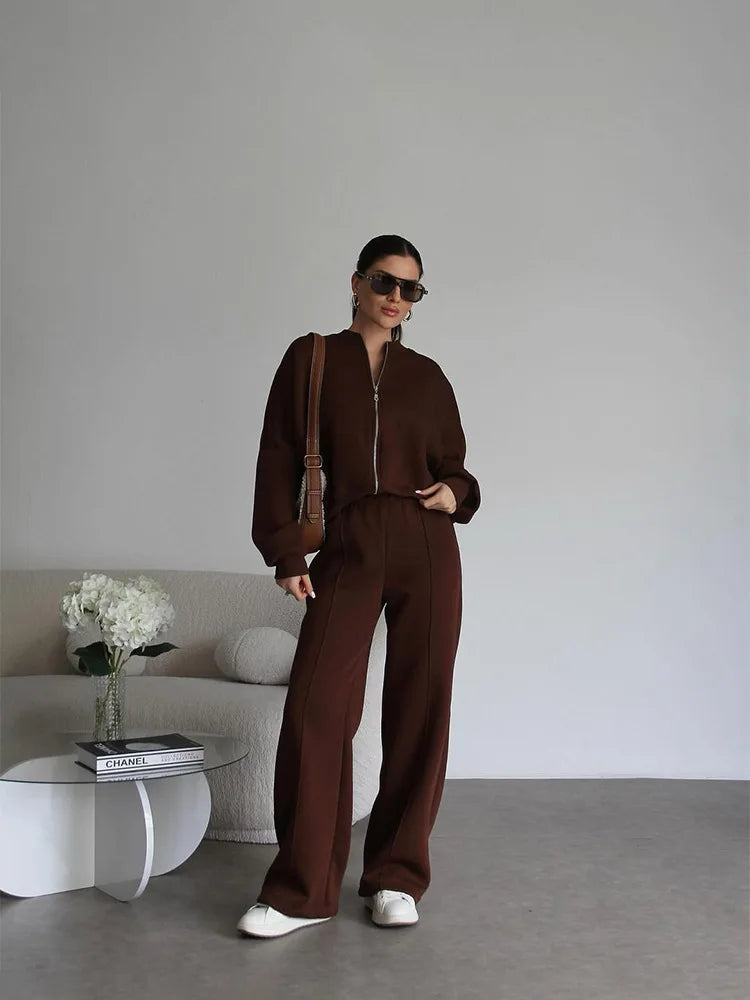 Zip-Up Sweatshirt Co-ord with Straight-Leg Joggers