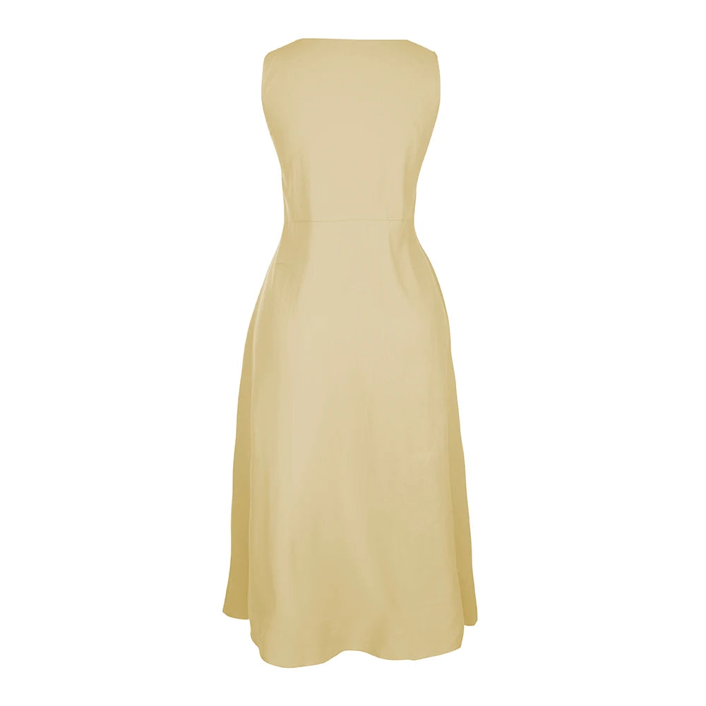 Sleeveless Linen Maxi Dress with Pockets – Vohran