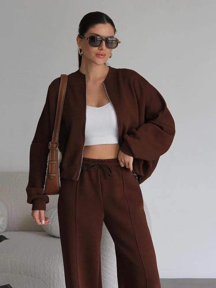 Zip-Up Sweatshirt Co-ord with Straight-Leg Joggers