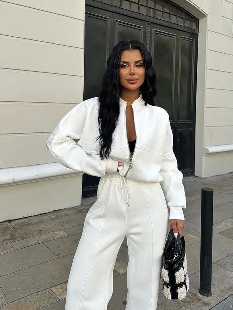 Zip-Up Sweatshirt Co-ord with Straight-Leg Joggers