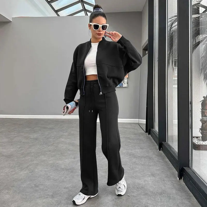 Zip-Up Sweatshirt Co-ord with Straight-Leg Joggers