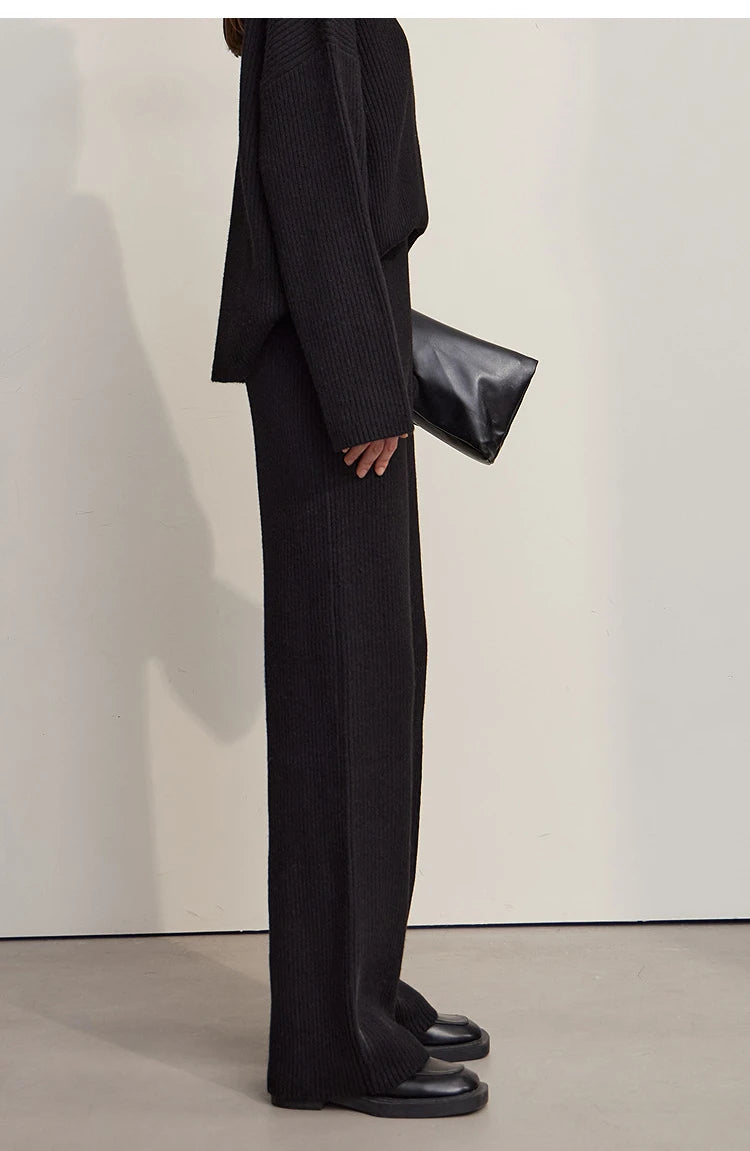 Winter Knit Co-ord Set with Turtleneck Sweater & Wide-Leg Pants