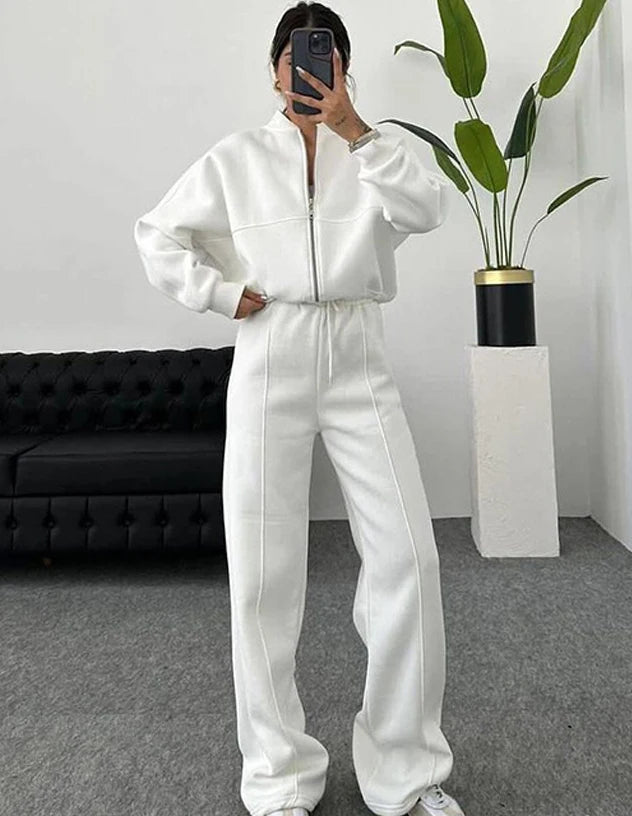 Zip-Up Sweatshirt Co-ord with Straight-Leg Joggers