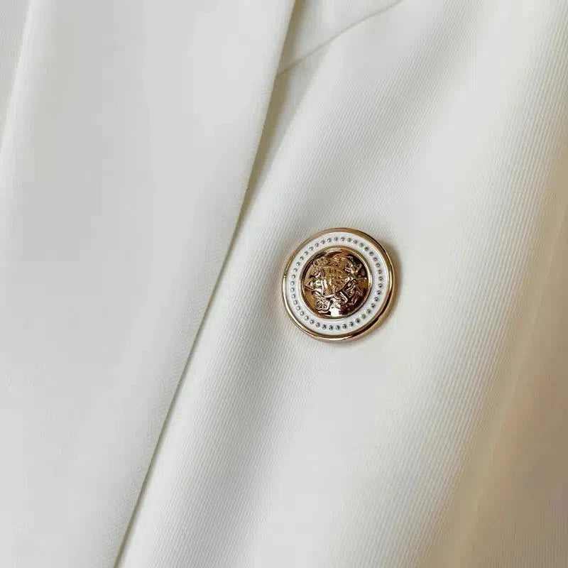 Tailored Crop Blazer with Golden Accents