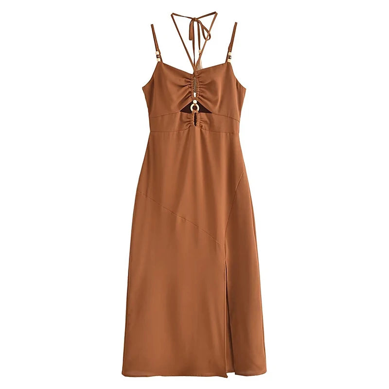 Strappy Maxi Dress with Front Cut-Out