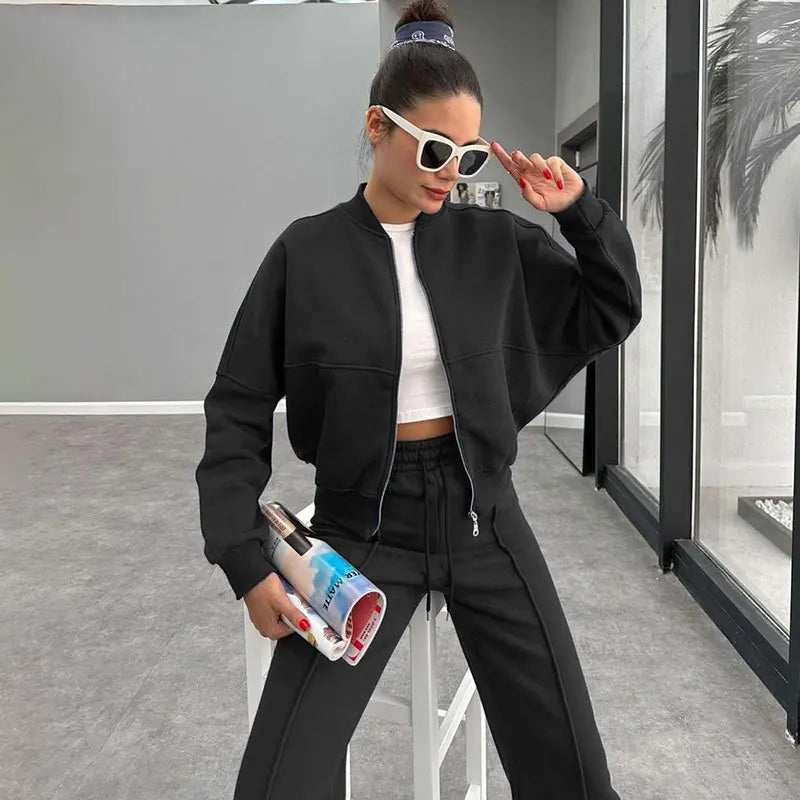 Zip-Up Sweatshirt Co-ord with Straight-Leg Joggers