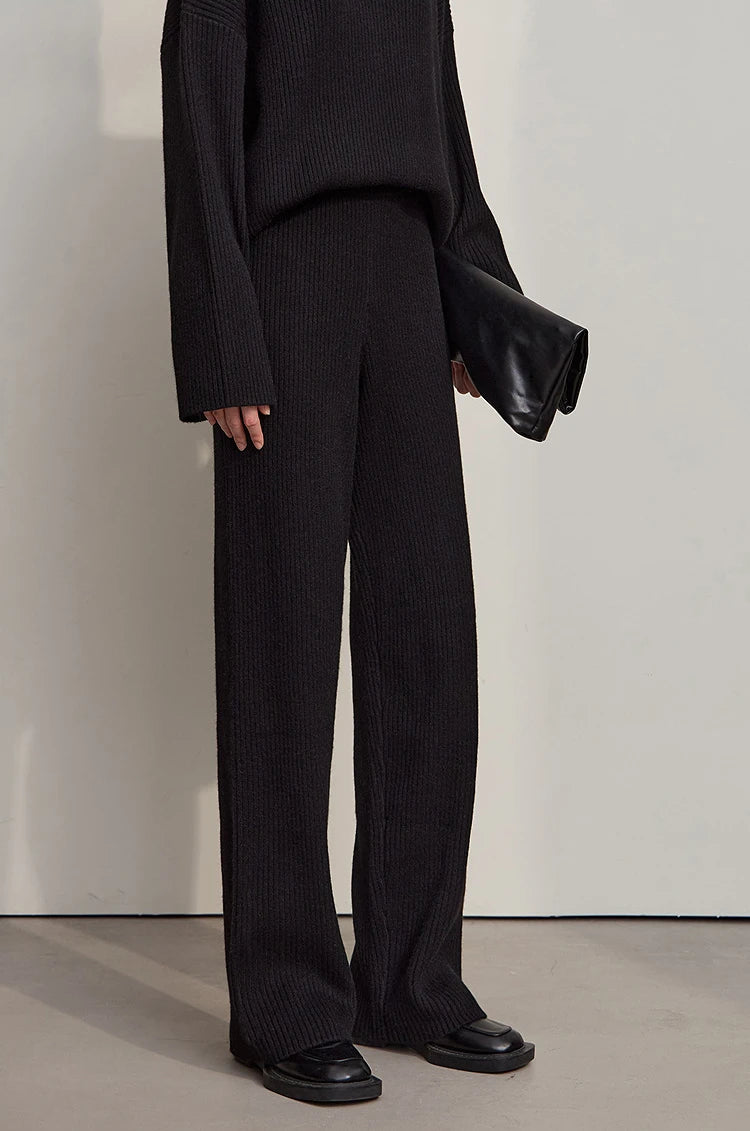 Winter Knit Co-ord Set with Turtleneck Sweater & Wide-Leg Pants