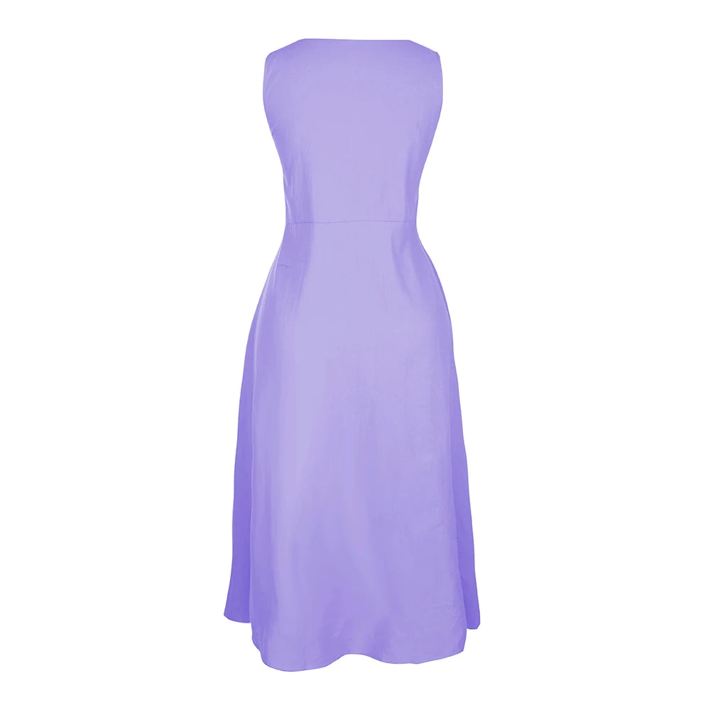 Sleeveless Linen Maxi Dress with Pockets – Vohran