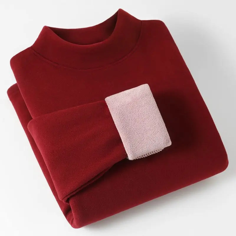 Thermal Wear for Women Long Sleeve Tops Thickened Plus Fleece Warmth Thermal Bottoming Tees Constant Heating Turtleneck Sweater