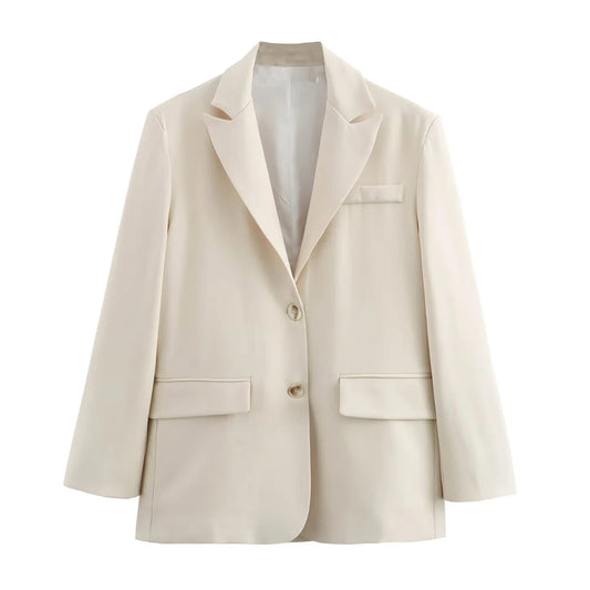 Elegant minimalist women’s two-button blazer with structured tailoring by Vohran