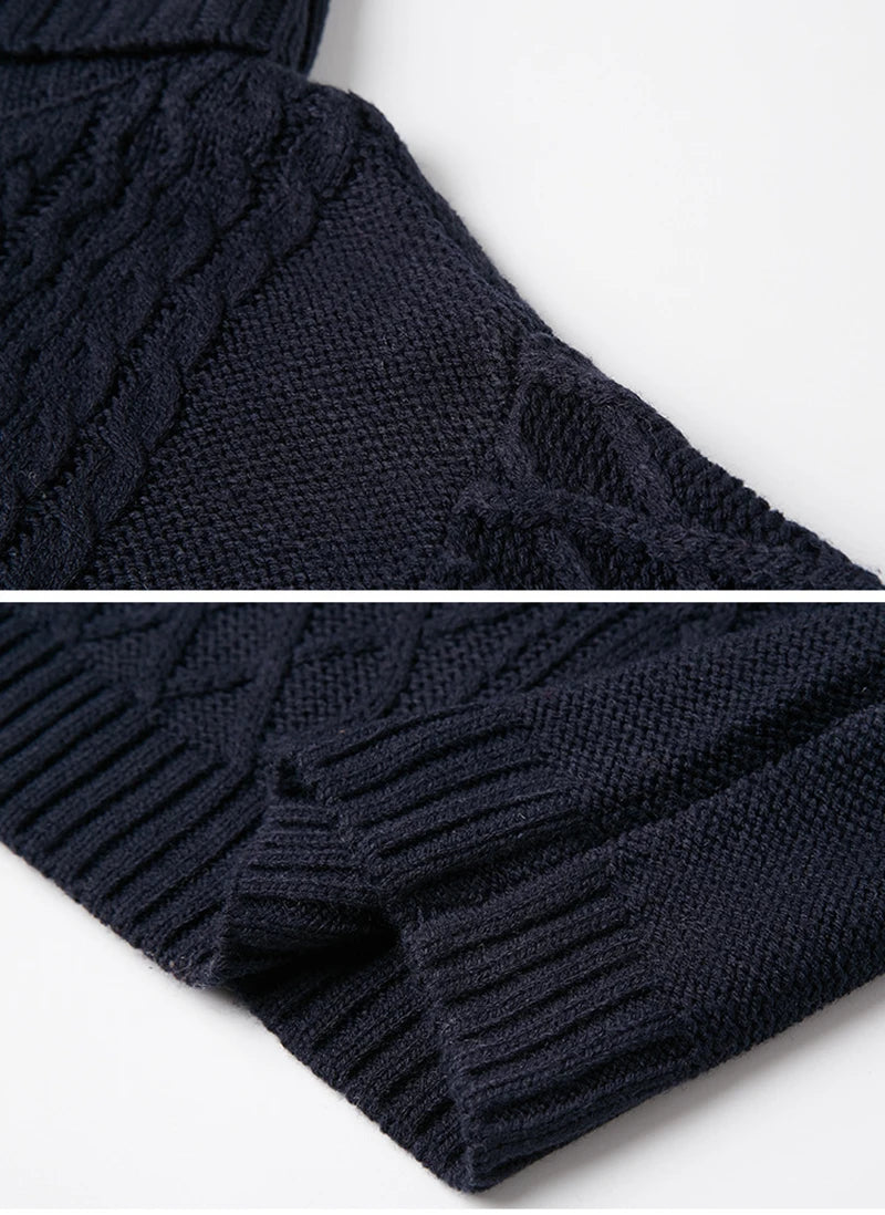 Cozy Cable-Knit Turtleneck Sweater Dress