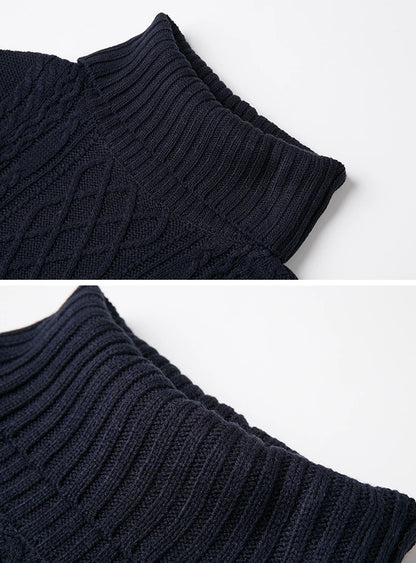 Cozy Cable-Knit Turtleneck Sweater Dress