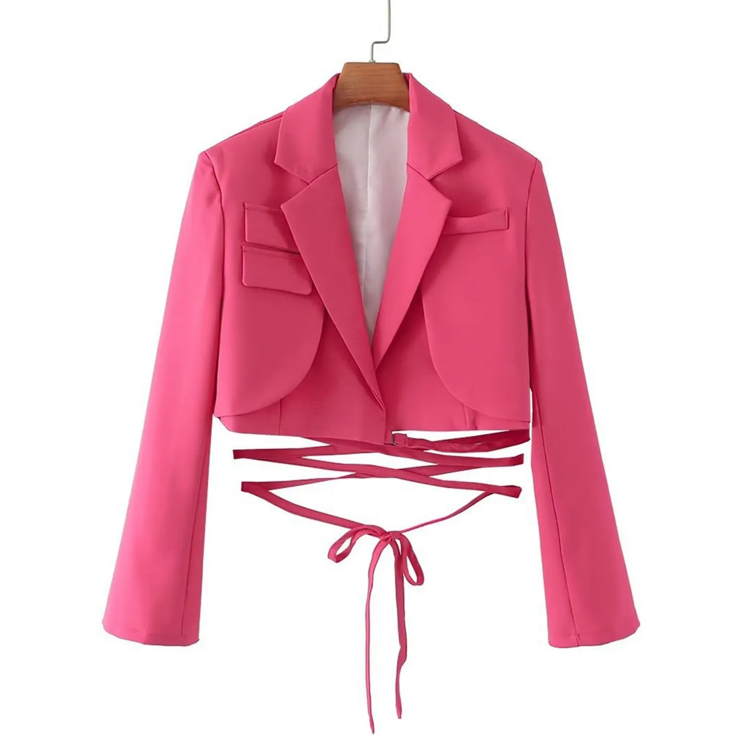 Structured Lace-Up Cropped Blazer