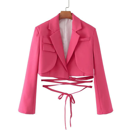 Structured Lace-Up Cropped Blazer