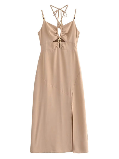 Strappy Maxi Dress with Front Cut-Out