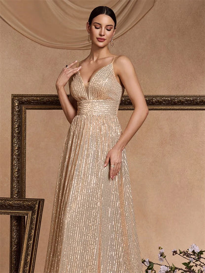 Elegant Backless Sequin Mermaid Evening Dress