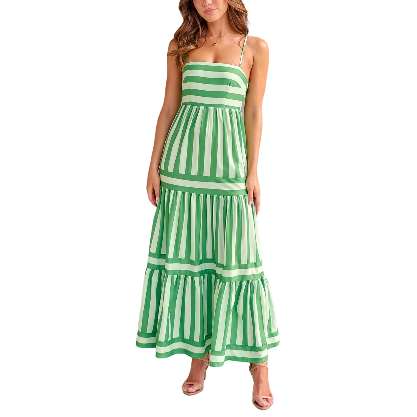 Striped Maxi Dress with Spaghetti Straps – Summer Elegance