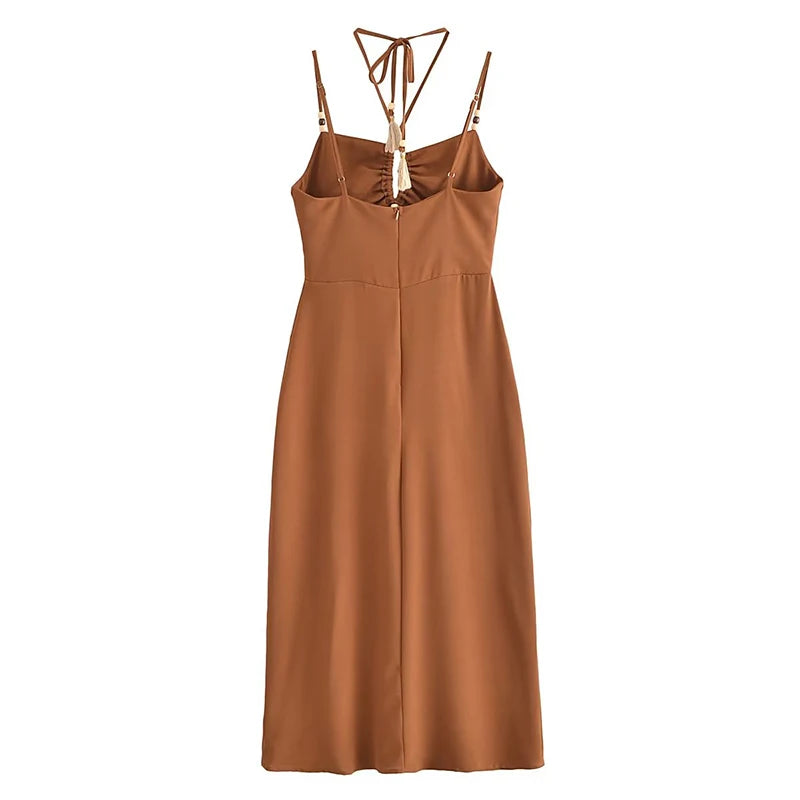 Strappy Maxi Dress with Front Cut-Out