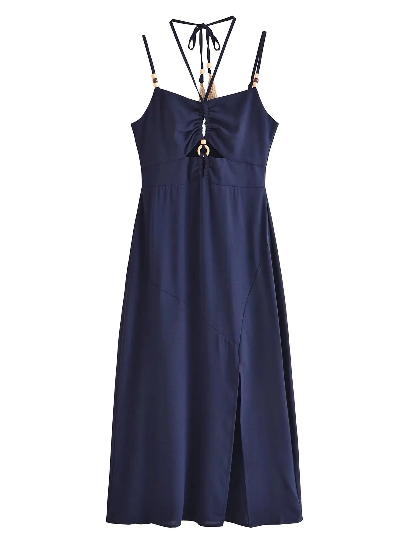 Strappy Maxi Dress with Front Cut-Out