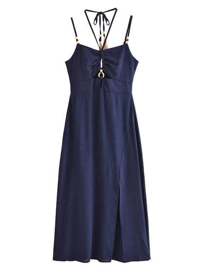 Strappy Maxi Dress with Front Cut-Out