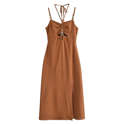 Strappy Maxi Dress with Front Cut-Out