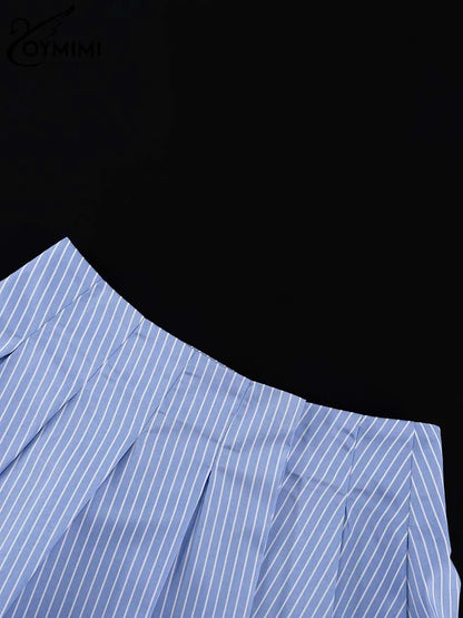 Elegant Striped Crop Top & Pleated Skirt Set