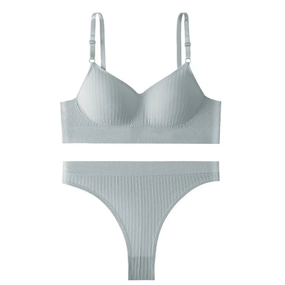 Seamless Bra Set with High-Waist Thong