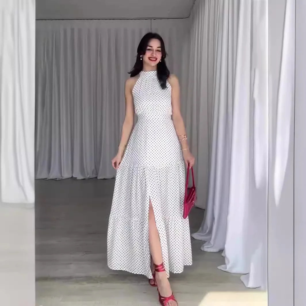 Halter Neck Maxi Dress with Side Slit – Vohran