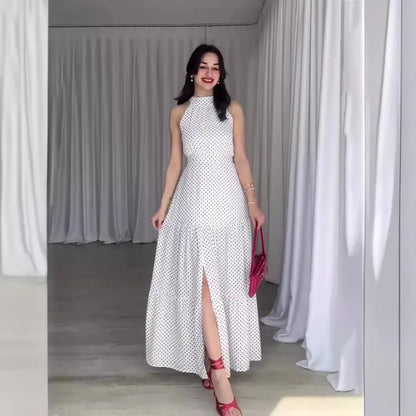 Halter Neck Maxi Dress with Side Slit – Vohran