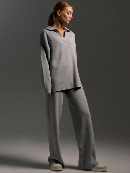 Cashmere-Feel Polo Neck Two-Piece Set