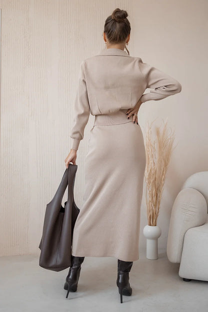 Elegant Knit Blazer & Skirt Set