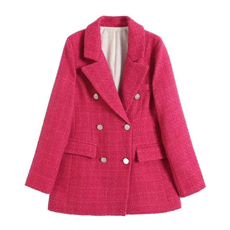 Contrast Trim Tweed Blazer