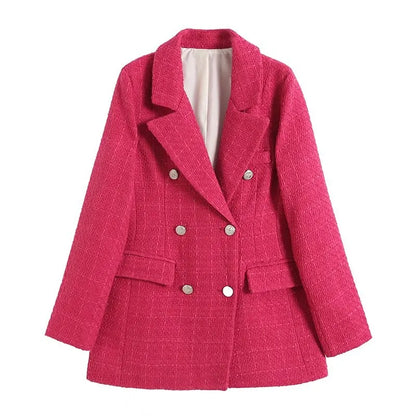 Contrast Trim Tweed Blazer