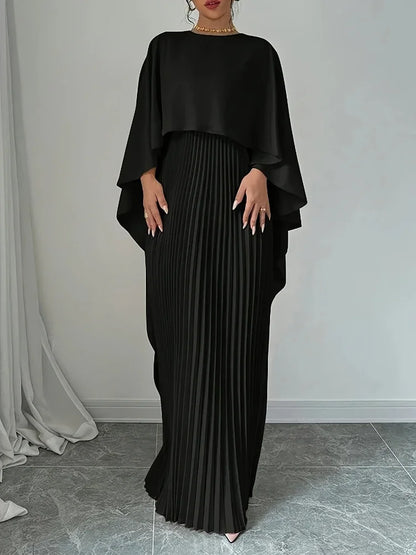 Celeste Cape Pleated Maxi Dress