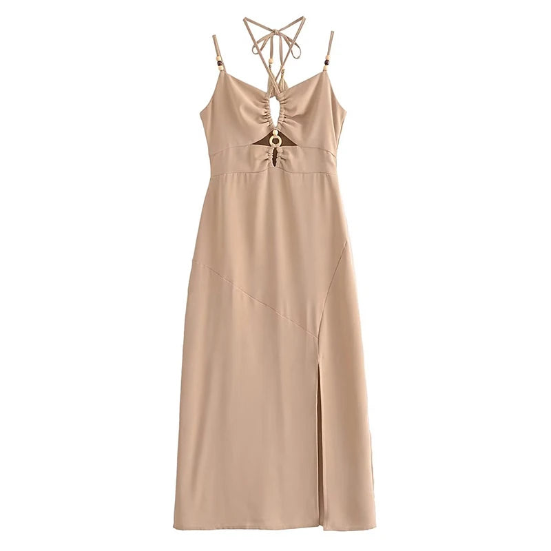 Strappy Maxi Dress with Front Cut-Out