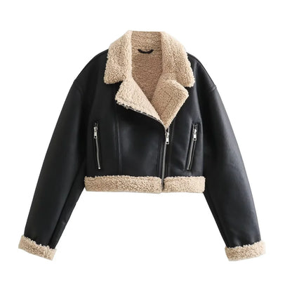 2024 autumn new women's clothing style fashionable and casual versatile lapel fur integrated jacket jacket