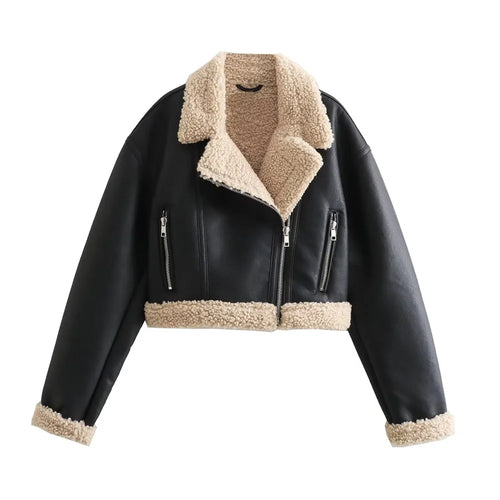 2024 autumn new women's clothing style fashionable and casual versatile lapel fur integrated jacket jacket
